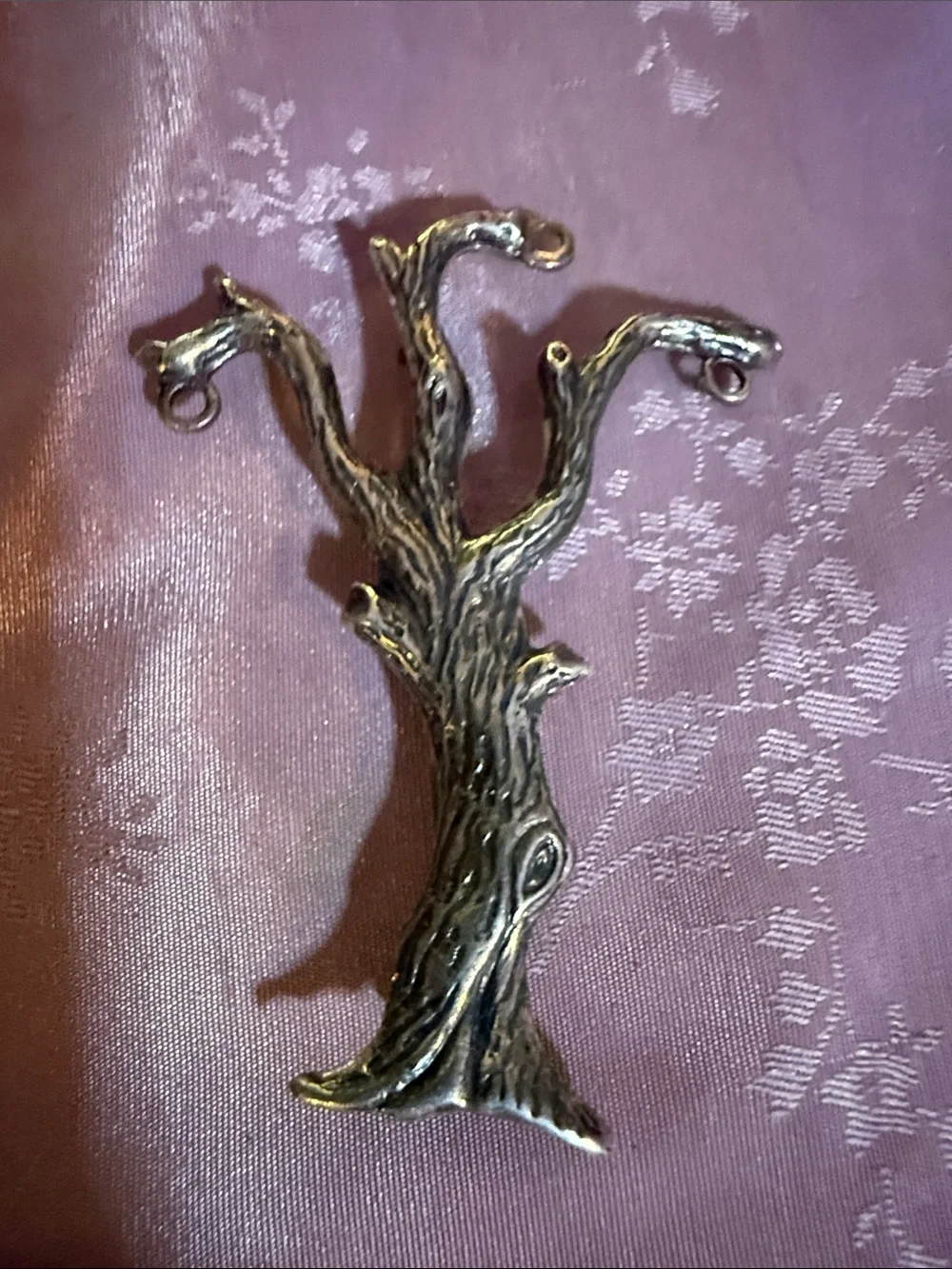 Antique sterling Silver Tree charm brooch-